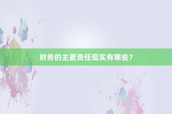 财务的主要责任现实有哪些？